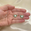 Oro Laminado Stud Earring, Gold Filled Style Heart Design, with Ivory Pearl, Green Enamel Finish, Golden Finish, 02.379.0020.3