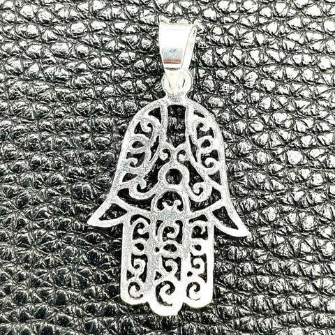 Sterling Silver Fancy Pendant, Hand of God Design, Polished, Silver Finish, 05.392.0042