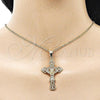 Oro Laminado Religious Pendant, Gold Filled Style Cross and Crucifix Design, Polished, Golden Finish, 05.253.0192