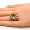 Oro Laminado Multi Stone Ring, Gold Filled Style with White and Ruby Cubic Zirconia, Polished, Golden Finish, 01.284.0006.08 (Size 8)