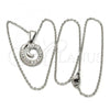 Stainless Steel Pendant Necklace, Initials and Rolo Design, with White Crystal, Polished, Steel Finish, 04.238.0024.18
