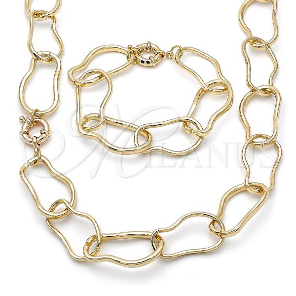 Oro Laminado Necklace and Bracelet, Gold Filled Style Polished, Golden Finish, 06.429.0004