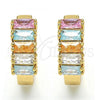 Oro Laminado Huggie Hoop, Gold Filled Style with Multicolor Cubic Zirconia, Polished, Golden Finish, 02.210.0075.15