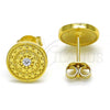 Sterling Silver Stud Earring, with White Cubic Zirconia, Polished, Golden Finish, 02.186.0135