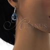 Rhodium Plated Dangle Earring, Teardrop Design, with Aquamarine Swarovski Crystals, Polished, Rhodium Finish, 02.239.0016.6