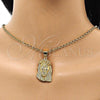 Oro Laminado Religious Pendant, Gold Filled Style Jesus Design, with White Micro Pave, Polished, Golden Finish, 05.342.0124