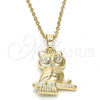 Oro Laminado Fancy Pendant, Gold Filled Style Owl Design, Polished, Golden Finish, 05.178.0002