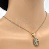 Oro Laminado Fancy Pendant, Gold Filled Style Flower and Heart Design, Polished, Tricolor, 05.120.0085.1