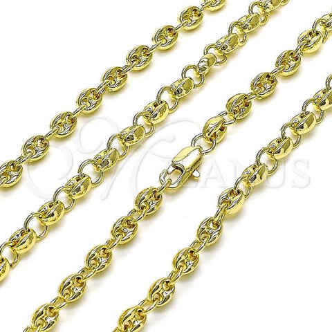 Oro Laminado Fancy Necklace, Gold Filled Style Puff Mariner Design, Polished, Golden Finish, 03.213.0233.24