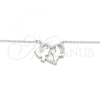 Sterling Silver Pendant Necklace, Bird and Heart Design, with White Micro Pave, Polished, Rhodium Finish, 04.336.0183.16