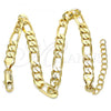 Oro Laminado Basic Anklet, Gold Filled Style Figaro Design, Polished, Golden Finish, 5.222.013.10