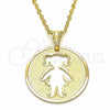 Oro Laminado Fancy Pendant, Gold Filled Style Little Girl Design, Matte Finish, Golden Finish, 03.32.0243