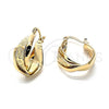 Oro Laminado Small Hoop, Gold Filled Style Heart Design, Diamond Cutting Finish, Golden Finish, 5.156.002