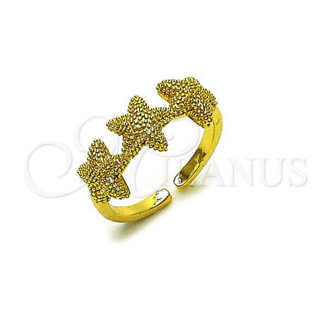 Oro Laminado Elegant Ring, Gold Filled Style Star Design, Matte Finish, Golden Finish, 01.341.0172