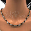 Oro Laminado Necklace and Bracelet, Gold Filled Style with Sapphire Blue and White Cubic Zirconia, Polished, Golden Finish, 06.205.0031.3