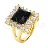 Oro Laminado Multi Stone Ring, Gold Filled Style with Black and White Cubic Zirconia, Polished, Golden Finish, 01.205.0012.3.08 (Size 8)