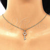Oro Laminado Pendant Necklace, Gold Filled Style key Design, with White Micro Pave, Polished, Golden Finish, 04.344.0012.20