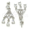 Rhodium Plated Long Earring, Teardrop Design, with White Cubic Zirconia, Polished, Rhodium Finish, 02.206.0054.2