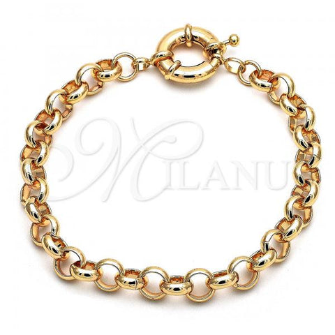 Oro Laminado Basic Anklet, Gold Filled Style Rolo Design, Polished, Golden Finish, 03.319.0007.10