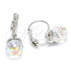 Rhodium Plated Leverback Earring, Disco Design, with Crystal Swarovski Crystals, Polished, Rhodium Finish, 02.239.0010
