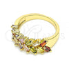 Oro Laminado Multi Stone Ring, Gold Filled Style with Multicolor Cubic Zirconia, Polished, Golden Finish, 01.283.0026.09