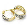 Oro Laminado Huggie Hoop, Gold Filled Style with White Cubic Zirconia, Polished, Two Tone, 02.210.0132.20