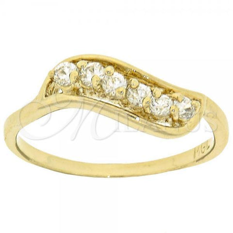 Oro Laminado Multi Stone Ring, Gold Filled Style Leaf Design, with White Cubic Zirconia, Polished, Golden Finish, 5.167.021.08 (Size 8)