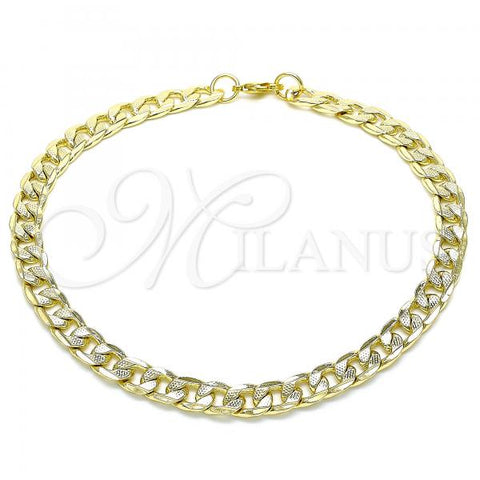 Oro Laminado Basic Anklet, Gold Filled Style Curb Design, Polished, Golden Finish, 04.213.0236.11