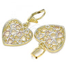 Oro Laminado Dangle Earring, Gold Filled Style Heart Design, Polished, Tricolor, 02.351.0069