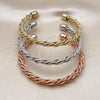 Oro Laminado Trio Bangle, Gold Filled Style Matte Finish, Tricolor, 07.282.0025