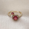 Oro Laminado Multi Stone Ring, Gold Filled Style Cluster Design, with Ruby Cubic Zirconia and White Micro Pave, Polished, Golden Finish, 01.196.0039