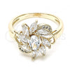Oro Laminado Multi Stone Ring, Gold Filled Style with White Cubic Zirconia, Polished, Golden Finish, 01.210.0094.09 (Size 9)