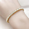 Oro Laminado Individual Bangle, Gold Filled Style with White Micro Pave, Polished, Golden Finish, 07.60.0011