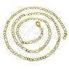 Oro Laminado Basic Necklace, Gold Filled Style Figaro Design, Polished, Golden Finish, 04.213.0110.24