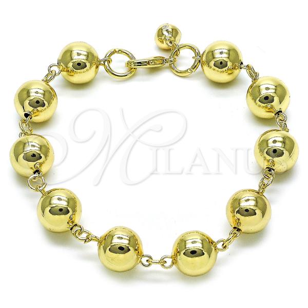 Oro Laminado Fancy Bracelet, Gold Filled Style Ball and Hollow Design, Polished, Golden Finish, 03.331.0254.09