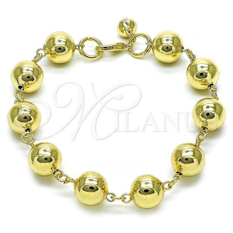 Oro Laminado Fancy Bracelet, Gold Filled Style Ball and Hollow Design, Polished, Golden Finish, 03.331.0254.09