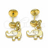 Oro Laminado Stud Earring, Gold Filled Style Elephant Design, Polished, Golden Finish, 02.09.0167