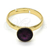 Oro Laminado Multi Stone Ring, Gold Filled Style with Amethyst Swarovski Crystals, Polished, Golden Finish, 01.239.0009.7 (One size fits all)