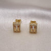 Oro Laminado Stud Earring, Gold Filled Style Baguette Design, with White Micro Pave and White Cubic Zirconia, Polished, Golden Finish, 02.342.0295