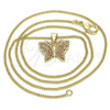 Oro Laminado Pendant Necklace, Gold Filled Style Butterfly Design, with Garnet Micro Pave, Polished, Golden Finish, 04.156.0305.2.20