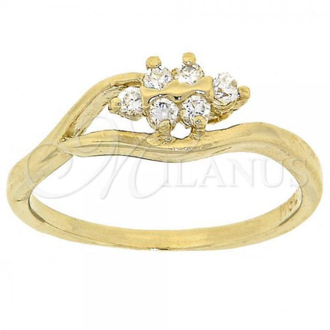 Oro Laminado Multi Stone Ring, Gold Filled Style with White Cubic Zirconia, Polished, Golden Finish, 5.165.027.08 (Size 8)