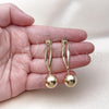 Oro Laminado Dangle Earring, Gold Filled Style Ball Design, Polished, Golden Finish, 02.428.0004