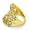 Oro Laminado Multi Stone Ring, Gold Filled Style with White Crystal, Polished, Golden Finish, 01.241.0044.08 (Size 8)