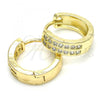 Oro Laminado Huggie Hoop, Gold Filled Style with White Cubic Zirconia, Polished, Golden Finish, 02.221.0058.15