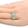 Oro Laminado Multi Stone Ring, Gold Filled Style with White Crystal, Polished, Golden Finish, 01.59.0017.08 (Size 8)