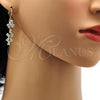 Oro Laminado Long Earring, Gold Filled Style Teardrop Design, with White Cubic Zirconia, Polished, Golden Finish, 02.217.0013