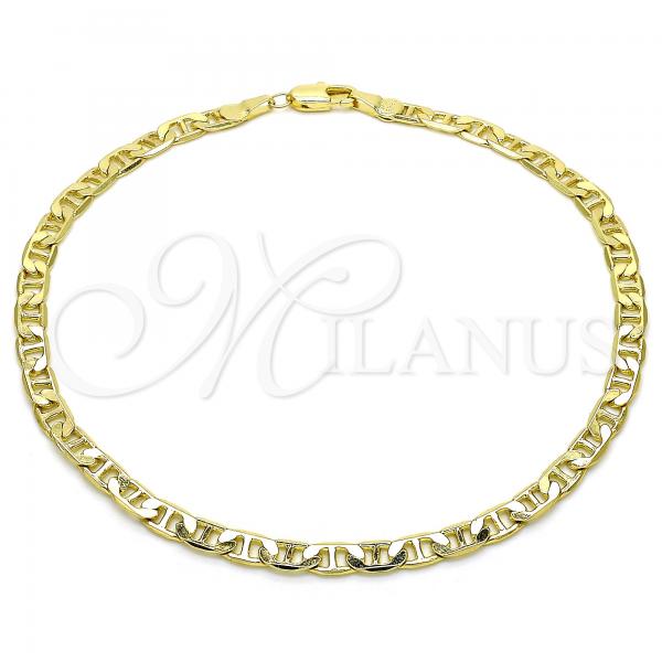 Oro Laminado Basic Anklet, Gold Filled Style Mariner Design, Polished, Golden Finish, 5.222.025.10