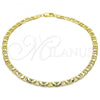 Oro Laminado Basic Anklet, Gold Filled Style Mariner Design, Polished, Golden Finish, 5.222.025.10