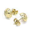 Oro Laminado Stud Earring, Gold Filled Style Diamond Cutting Finish, Golden Finish, 02.100.0117