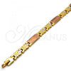 Oro Laminado Solid Bracelet, Gold Filled Style Elephant Design, Polished, Tricolor, 03.102.0031.08